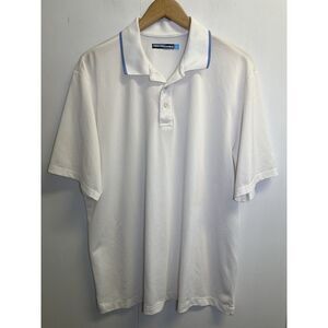 Roundtree & Yorke Mens L, Performance Short Sleeve Golf Polo Shirt White Stretch